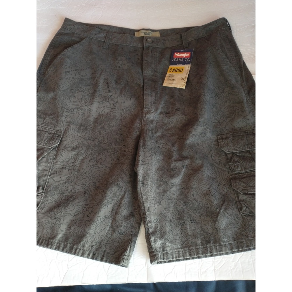 Wrangler Cargo Shorts Men's‎ 40 Topographic Map Print Gray